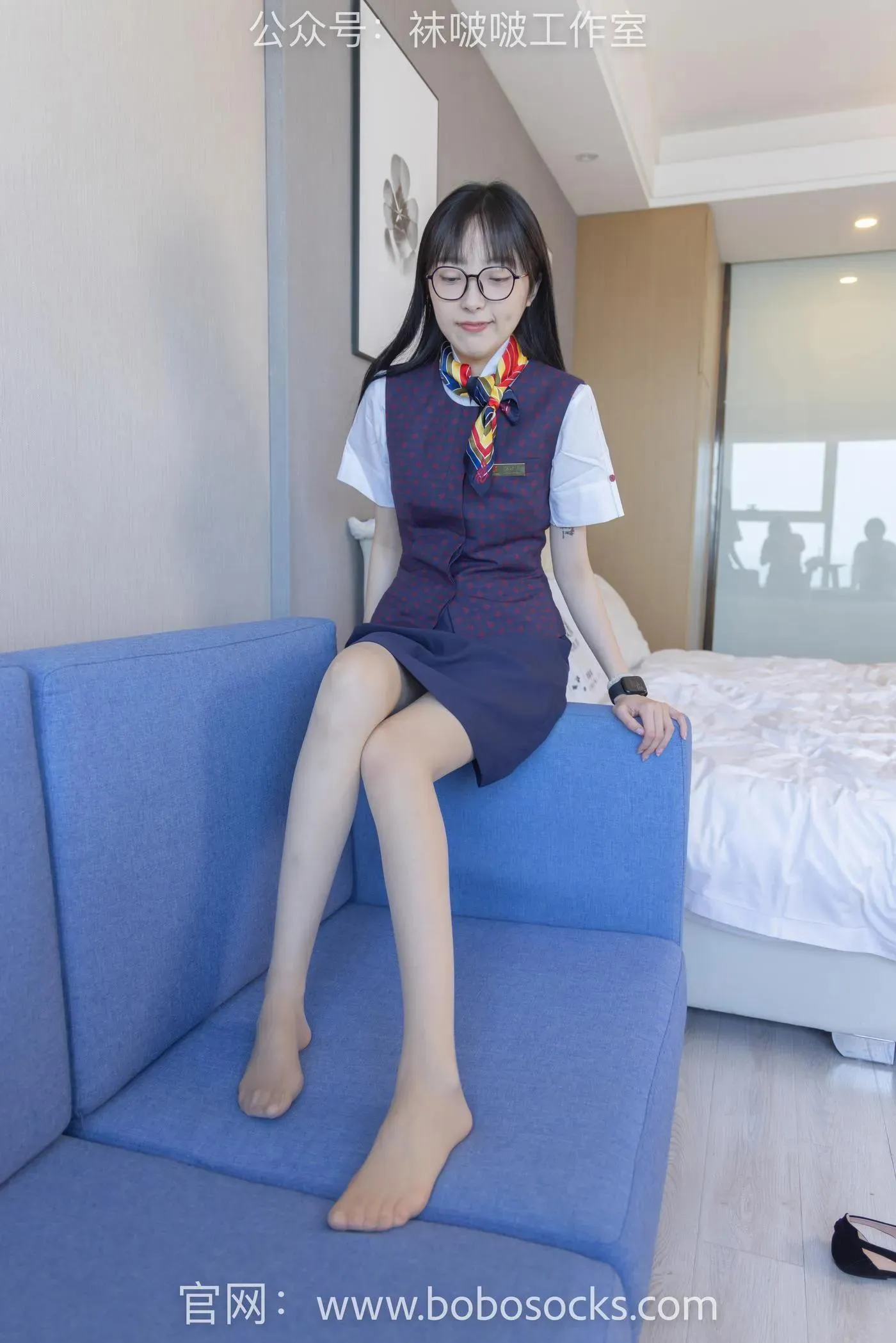 [BoBoSocks袜啵啵]NO.115 稚予-平底鞋、肉丝、空姐制服 [136P]插图2
